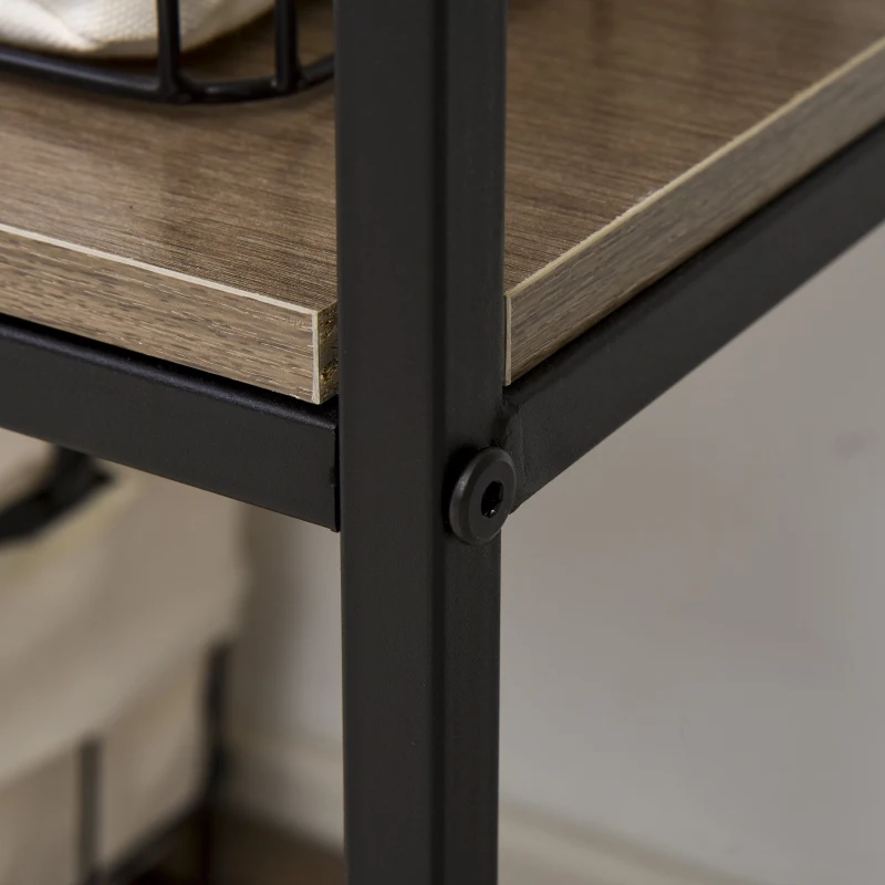 HOMCOM Modern 7 Tier Bookshelf Bookcase Utility Storage Shelf Organizer for Home Office with Display Rack Metal Frame, Grey Oak