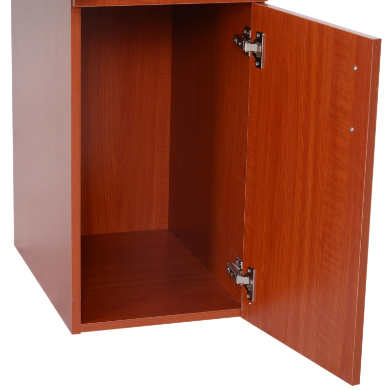 HOMCOM Computer Desk Writing Table Laptop PC Workstation with Storage Shelves Drawer Keyboard Tray Home Office Walnut