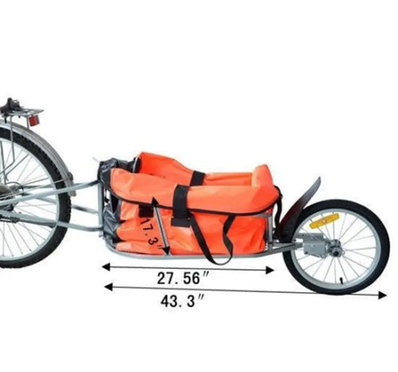 HOMCOM Solo Single-Wheel Bicycle Cargo Bike Trailer Cart Carrier, Orange