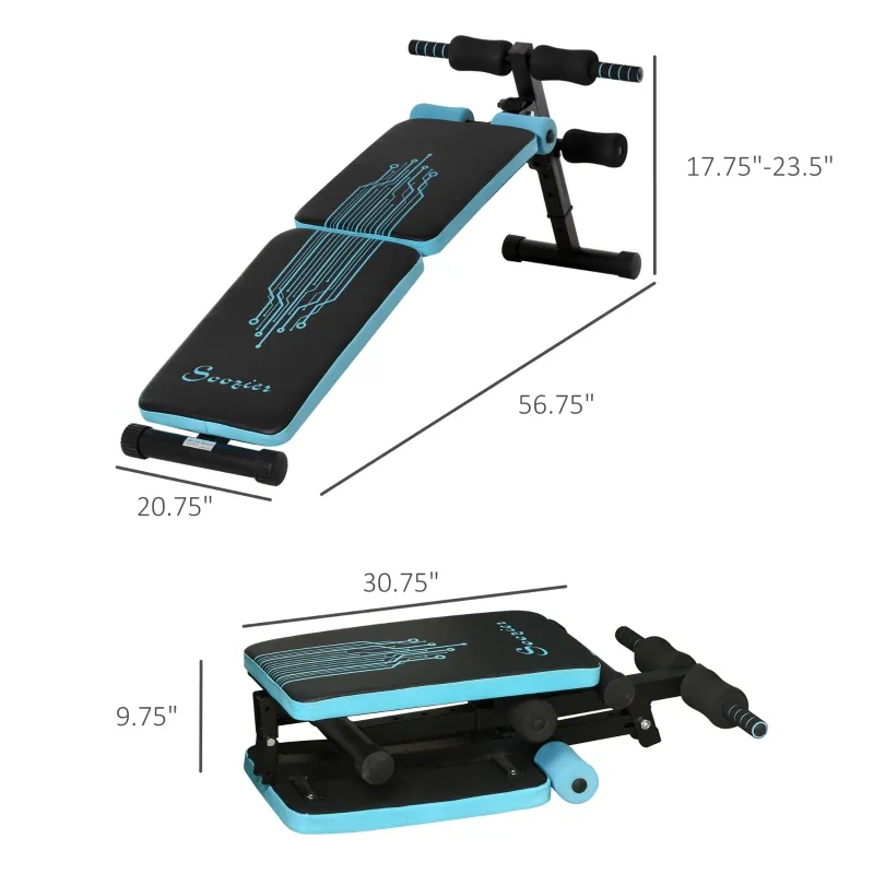 Soozier Multifunctional Foldable Sit Up Bench Adjustable Workout Exercise Bench Ideal for Home, Office, and Gym, Black