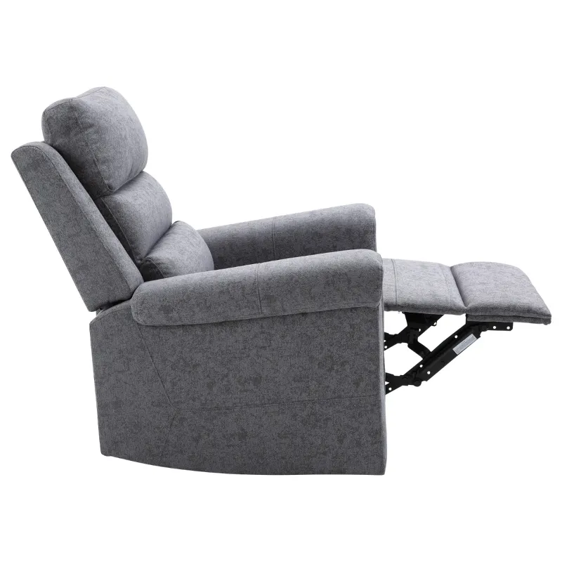 HOMCOM Modern Recliner Chair Linen Fabric Single Sofa Home Theater Seating with Overstuffed Armrest and Back, Grey