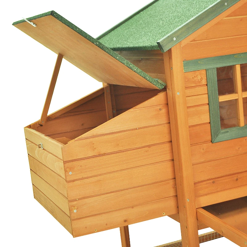 PawHut 87"Lx29"Wx46" Deluxe Backyard Wood Chicken Coop Rabbit Poultry Hen House with Run Nesting Box