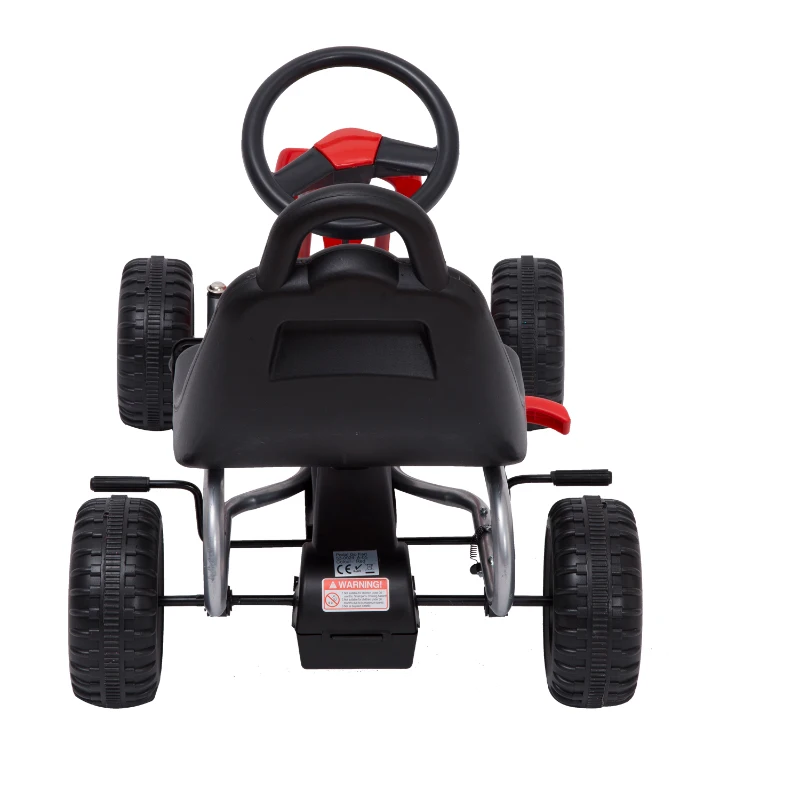 HOMCOM Pedal Go Kart Kids Children Racing Wheel Rider w/ Hand Brake Red Black