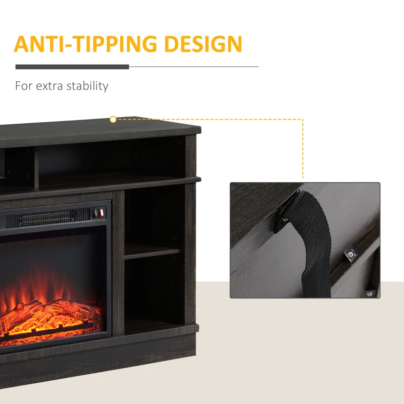 HOMCOM Electric Fireplace TV Stand Console for TV's up to 50", Living Room Storage Cabinet, Entertainment Center with Adjustable Shelves, 6 Cubby Storage and Cable Management, Espresso