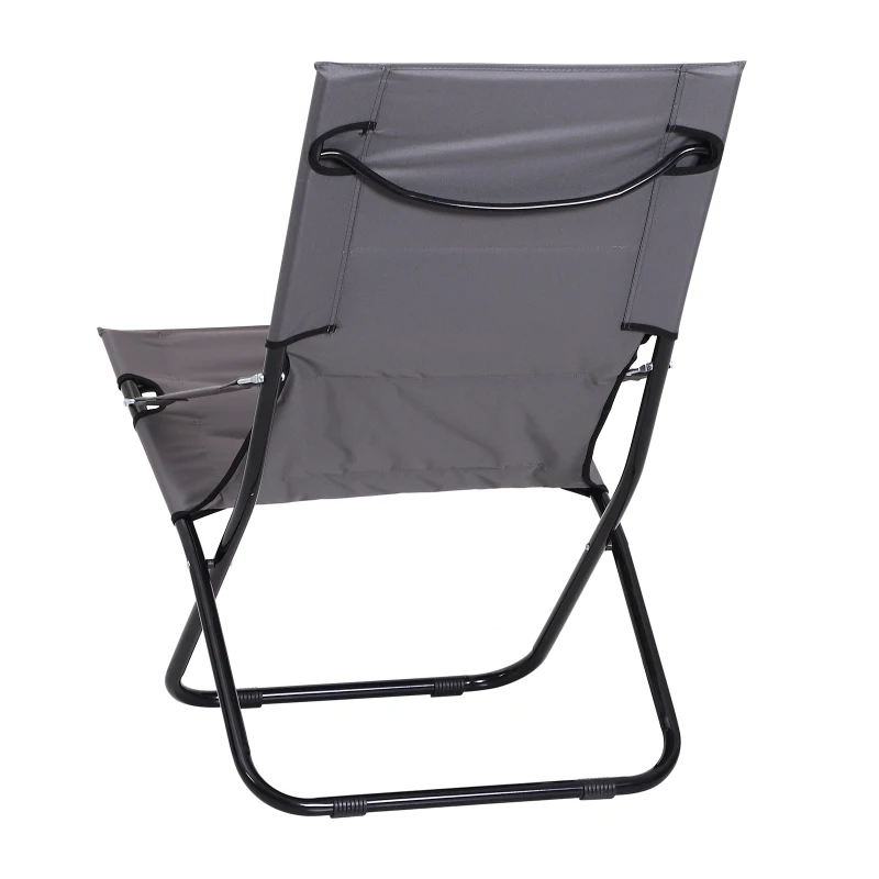 Outsunny Beach Chair Portable Ergonomic w/ Armrest Grey