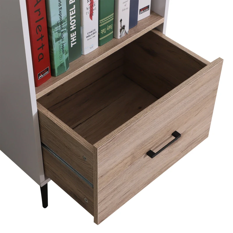HOMCOM Modern 2-Tier Vertical Storage Cabinet Display Rack Home Organzier Living Room