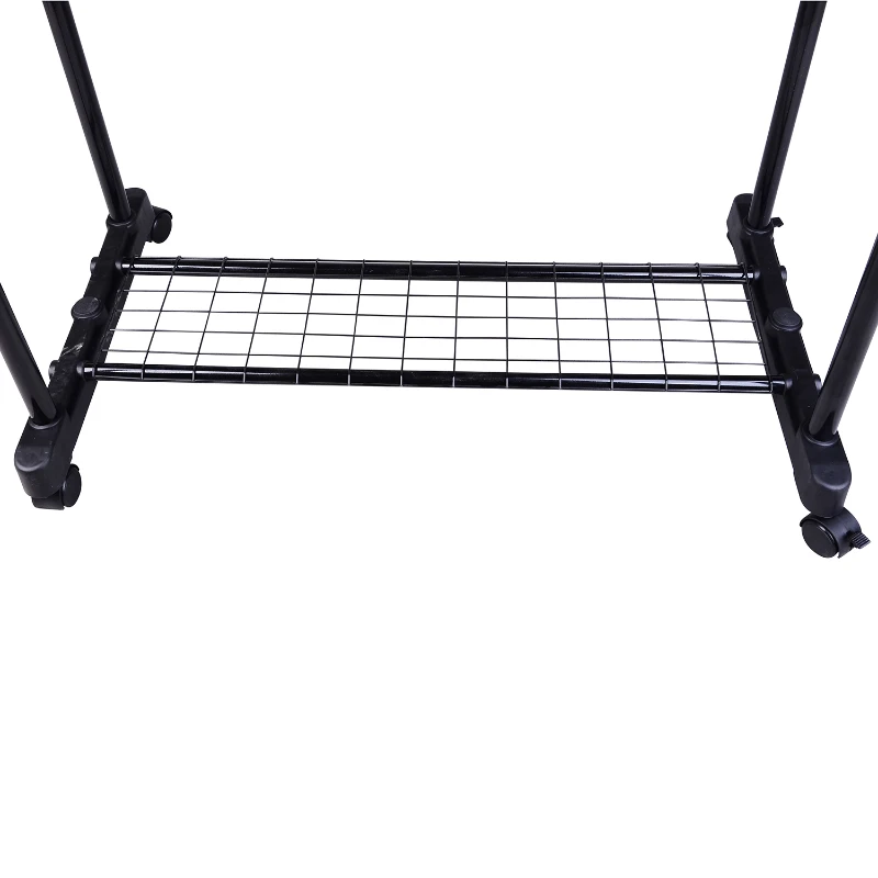 HOMCOM Heavy Duty Double Rail Clothes Rack Clothing Garment Rack with Wheels and Bottom Shelf