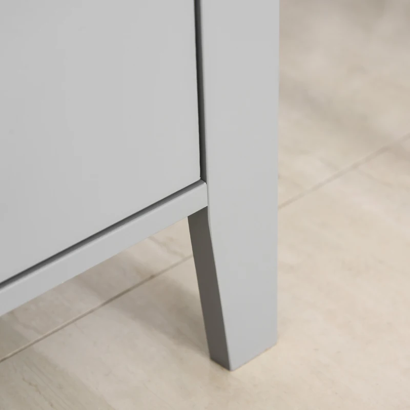 kleankin X- Frame Freestanding Floor Bathroom Storage with Two Drawers, Storage Organizer, Cabinet with 3 Shelves, Gray