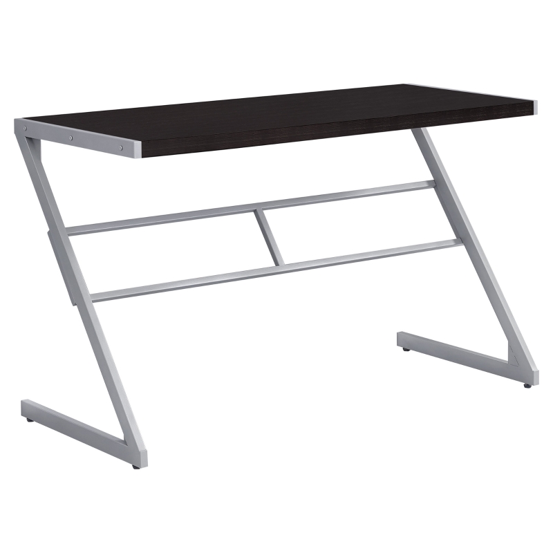 Monarch 48" Contemporary Z-Shaped Laminate Top Computer Writing Desk - Cappuccino / Silver
