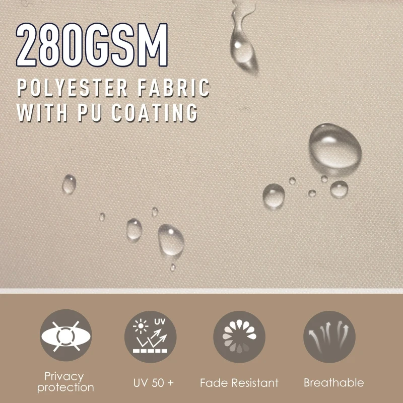 Outsunny 10' Retractable Folding Patio Privacy Side Awning with 50+ UV Protection, 2 Wall Brackets, & Polyester, White