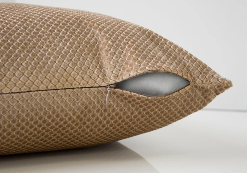 Monarch 18" x 18" Diamond Velvet Throw Pillow (1 pc) - Beige