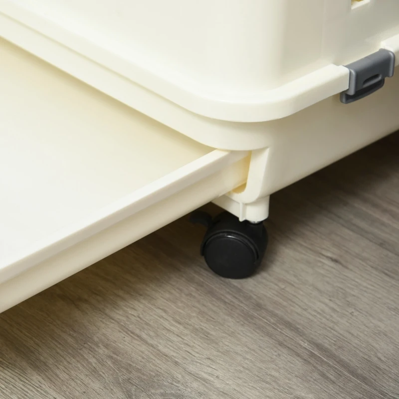 PawHut 2-Level Small Animal Cage Rabbit Hutch with Wheels, Removable Tray, Platform and Ramp for Bunny, Chinchillas, Ferret, White