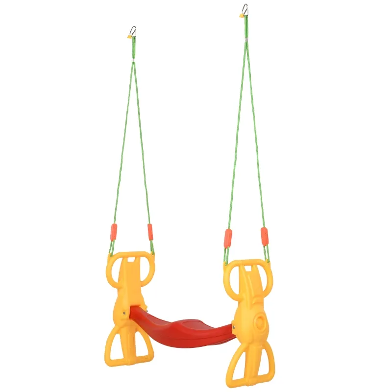 Qaba Kids Swing Set 2 Seat Glider with Plastic Hanging for 3+ Years Old Boys and Girls Outdoor Indoor