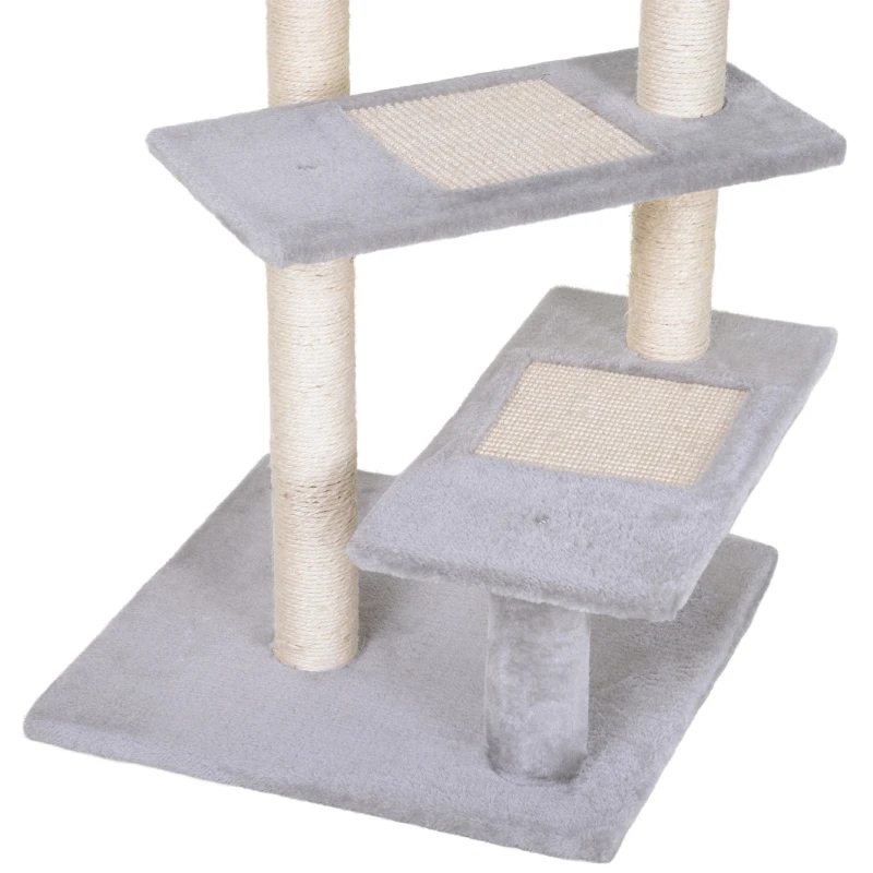 PawHut 40" Cat Tree Scratcher Kitty Activity Center Climber Plush Perch Grey