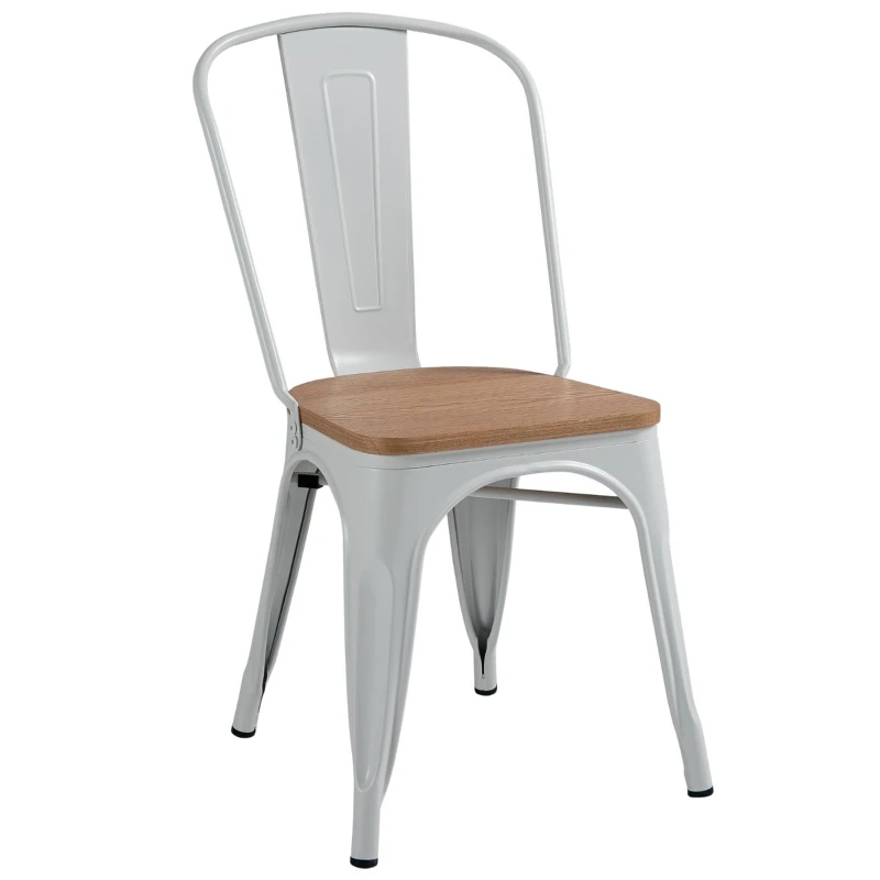 HOMCOM 3 Piece Industrial Style Dining Table Set, Small Kitchen Table and Chairs for 2,Steel Frame and Wooden Top,White