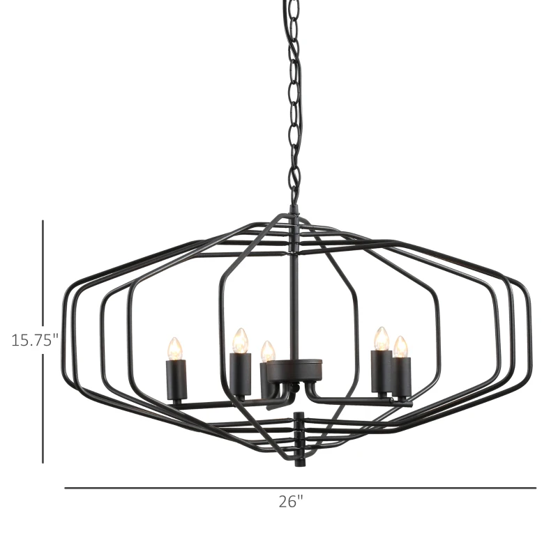 HOMCOM Vintage Pendant Lights Industrial Adjustable Pivoted Design Hanging Lighting