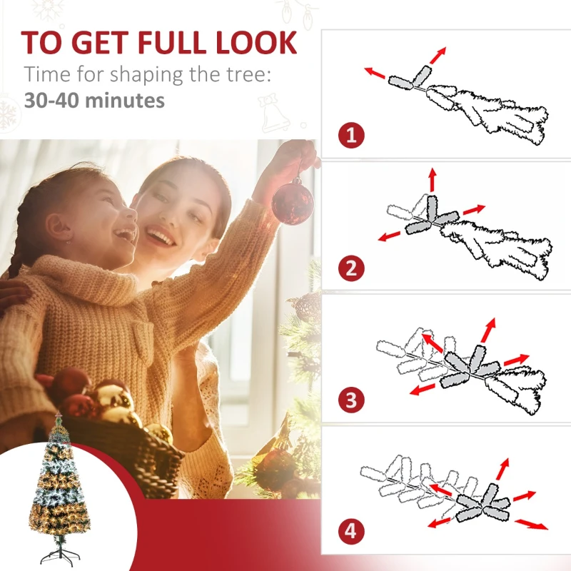 HOMCOM 6ft Artificial Tree Multi-Colored Pre-Lit Holiday Christmas Decoration