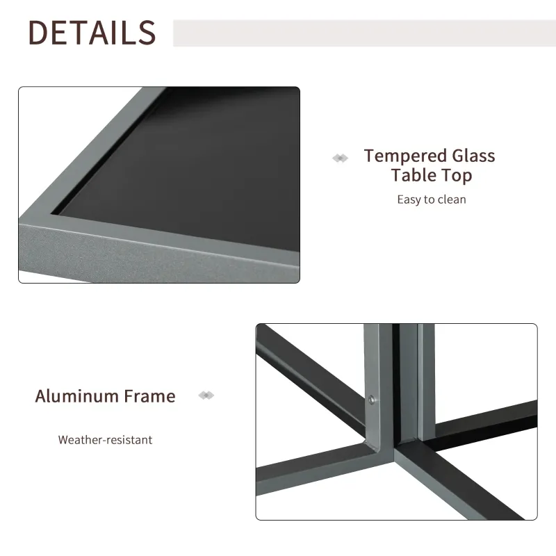 Outsunny 9 Pieces Patio Dining Sets with 4 Chairs, 4 Ottoman and Glass Table, Cushioned Seating and Back, Aluminum Frame, Space Saving for Lawn, Garden, Backyard