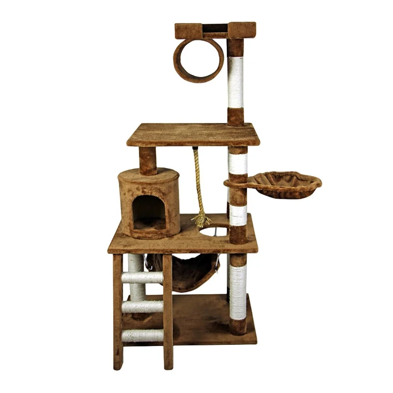 PawHut 61" Cat Tree Pet Furniture Kitty Condo Scratcher Post Ladder Tower Toy
