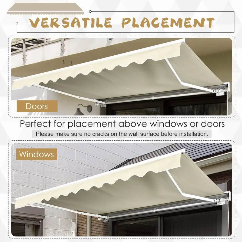 Outsunny 12' x 10' Patio Motorized/Manual Retractable Awning Outdoor Sun Shade Shelter Deck Remote Control Canopy, Beige