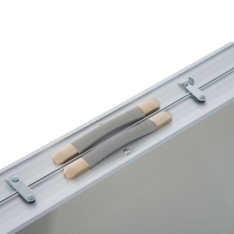 Outsunny 4' Portable Folding Picnic Table with 4 Seats Aluminum Height Adjustable Outdoor Garden Table and Chair Set, Silver