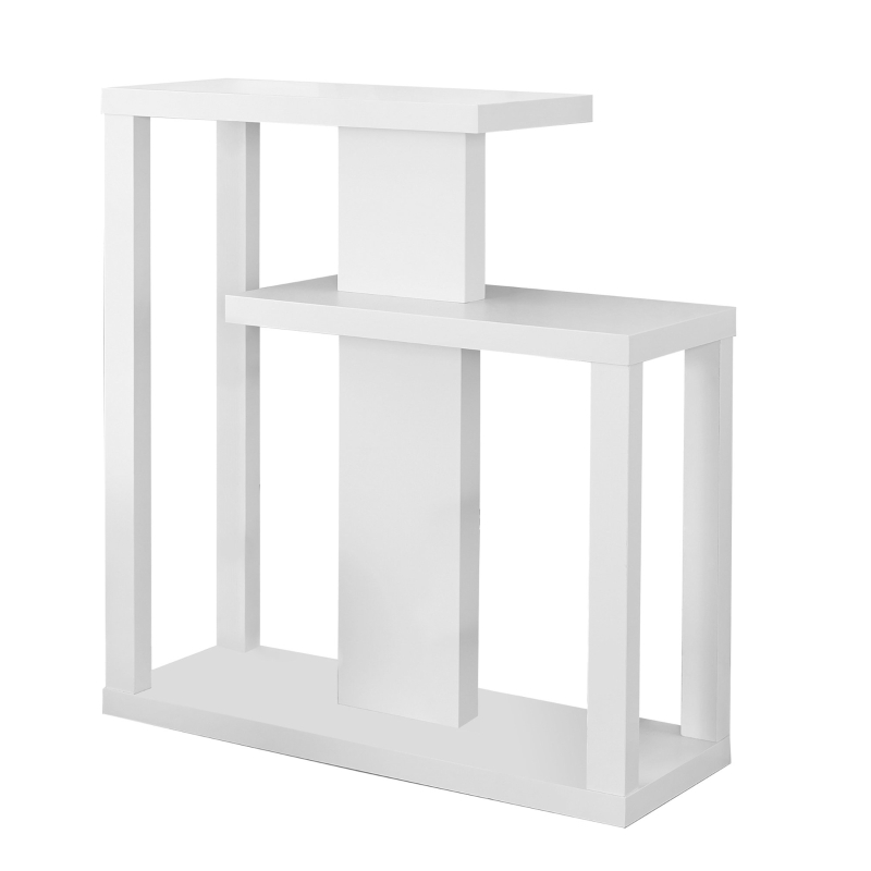 Monarch 32" Modern 3-Tier Open Concept Design Wood Grain-Look Accent Console Table - White Finish