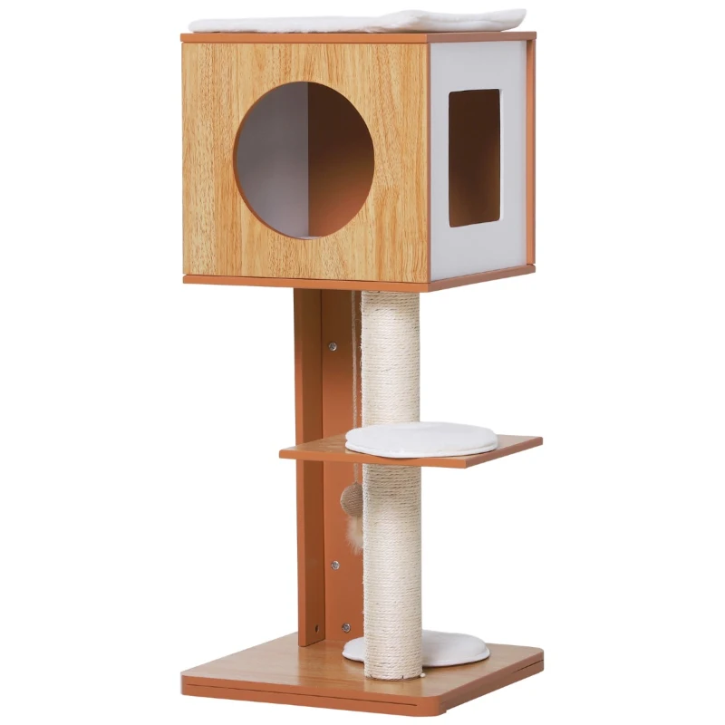 PawHut Cat Furniture Kitten House with Scratching Post Condo Activity Center and Cushion