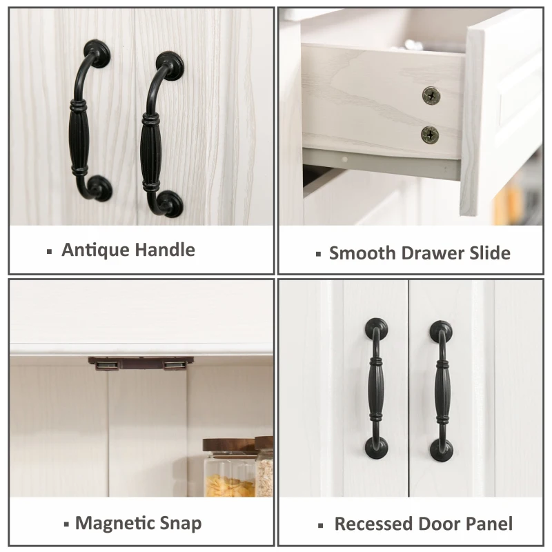 HOMCOM 71" Freestanding Kitchen Pantry Traditional Storage Cupboard Floor Utility Cabinets with Drawer for Living Room, Hallway,Ivory