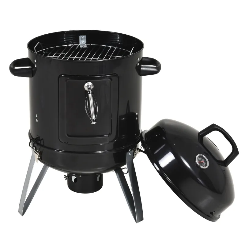 Outsunny 16" Charcoal Smoker Grill for Outdoor Cooking, Black