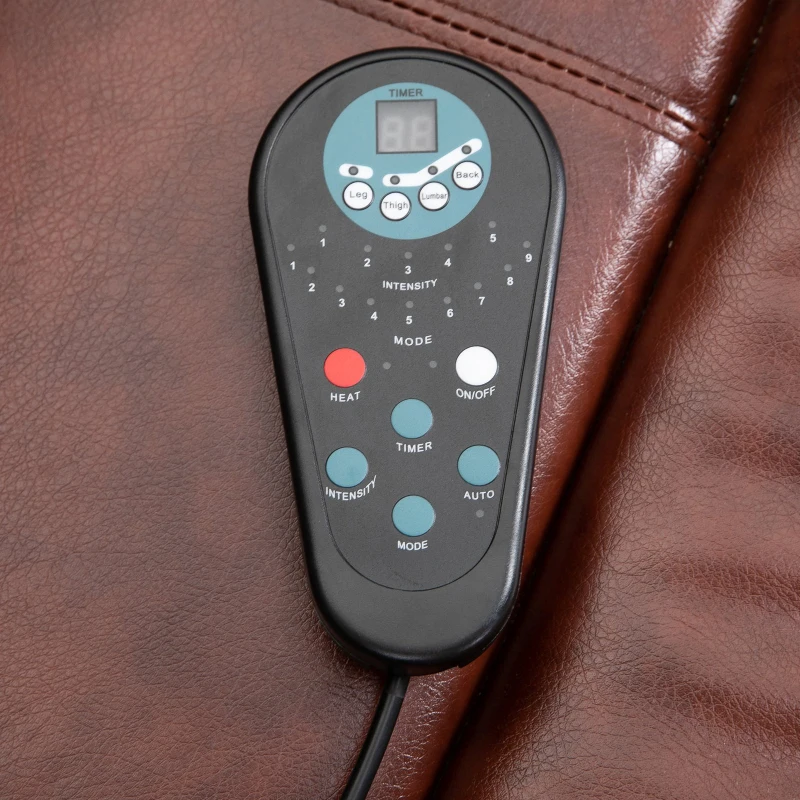 HOMCOM Vibration Massage Recliner Chair for Living Room with Heat,   Single Sofa, PU Leather Power Reclining Chair, Home Theater Seating with Footrest, Brown