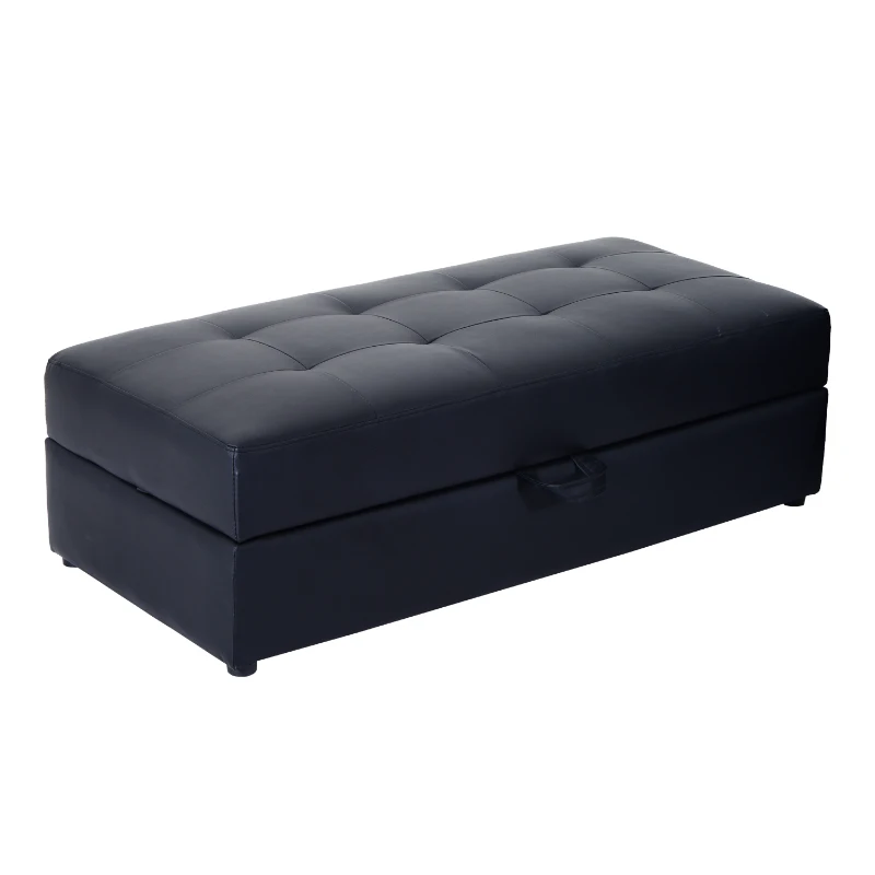 HomCom Button Tufted Sofa Bed Set Sectional Daybed Storage Box Design (Black)
