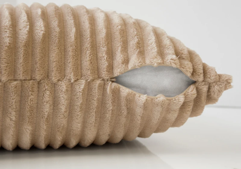 Monarch 18" x 18" Ultra Soft Ribbed Style Throw Pillow (Set of 2) - Beige