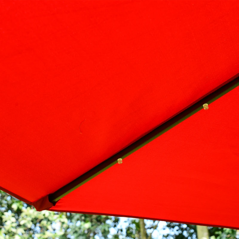 Outsunny 9' Solar LED Patio Outdoor Umbrella for Garden and Market, Sunshade, Beach Parasol Steel, Wine Red