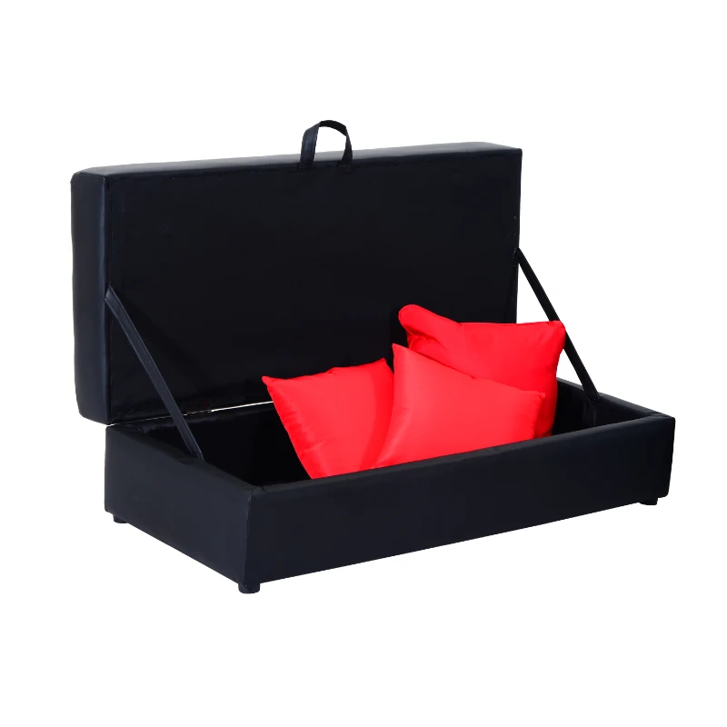 HomCom Button Tufted Sofa Bed Set Sectional Daybed Storage Box Design (Black)