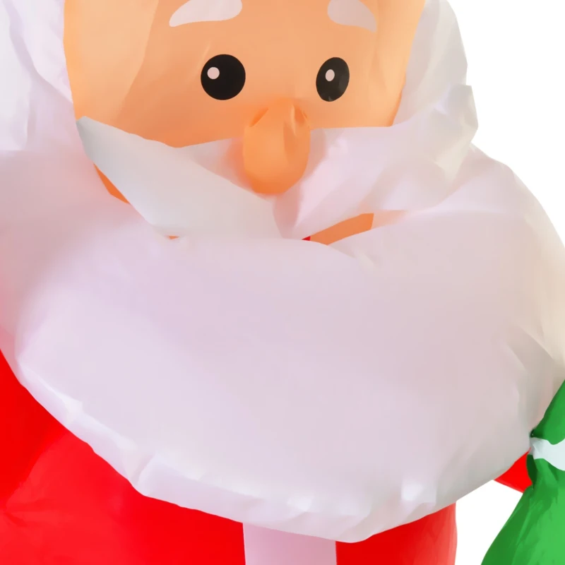 HOMCOM 6ft Christmas Inflatable Animated Moving Santa Claus Riding A Polar Bear with Toy Bag, Outdoor Blow-Up Yard Decoration with LED Lights Display