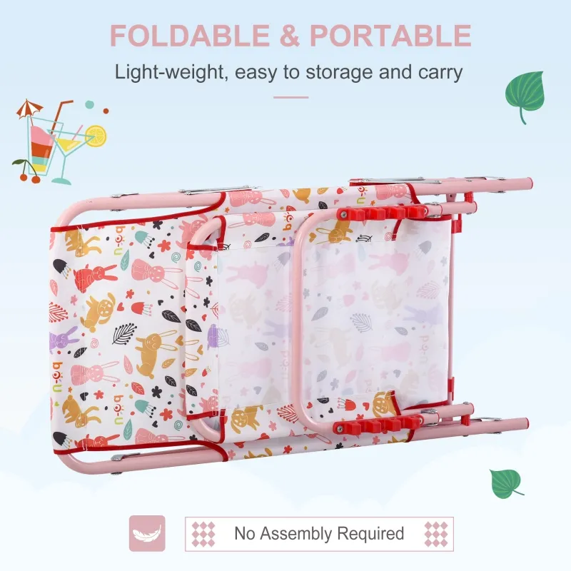 Outsunny Lightweight Chaise Lounge Chair for Kids with Foldable Function and No Assembly Required, Rabbit Pattern