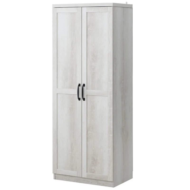 HOMCOM 63" 2-Door Kitchen Pantry, Freestanding Storage Cabinet with 2 Adjustable Shelves for Kitchen or Living Room, White
