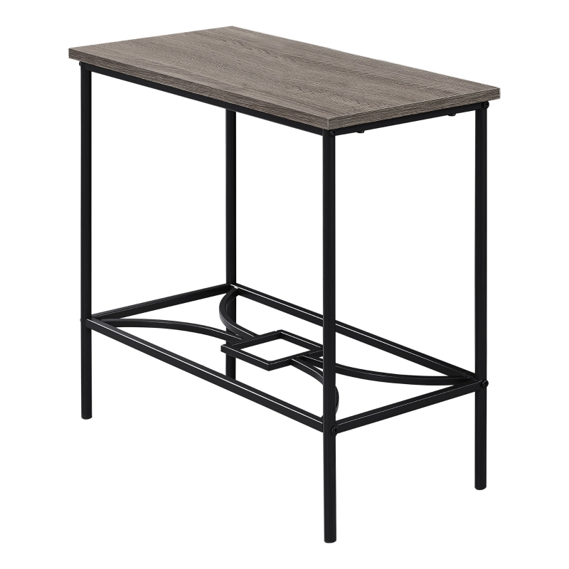 Monarch 22" Elegant Metal Framed Wood Veneer Top Side Accent Table - Dark Taupe Finish