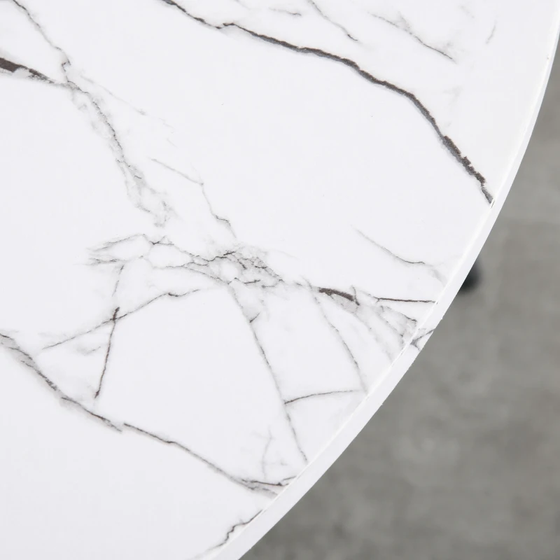 HOMCOM 27.5" Round Dining Table with Metal Pedestal Base for Living Room, Natural Wood/Black