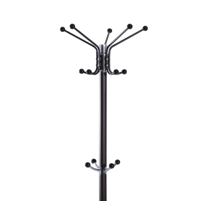 HOMCOM 69inch 4 Level 15 Hook Rotating Metal Coat Hat Jacket Umbrella Rack with Marble Base