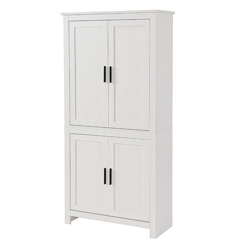 HOMCOM 64" 4-Door Modern Kitchen Pantry Cabinet with 3 Adjustable Shelves White