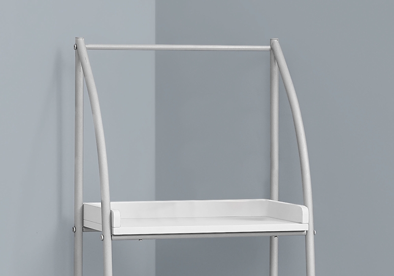 Monarch 48" Contemporary Open Concept 3 Shelf Bookshelf - White / Silver Metal