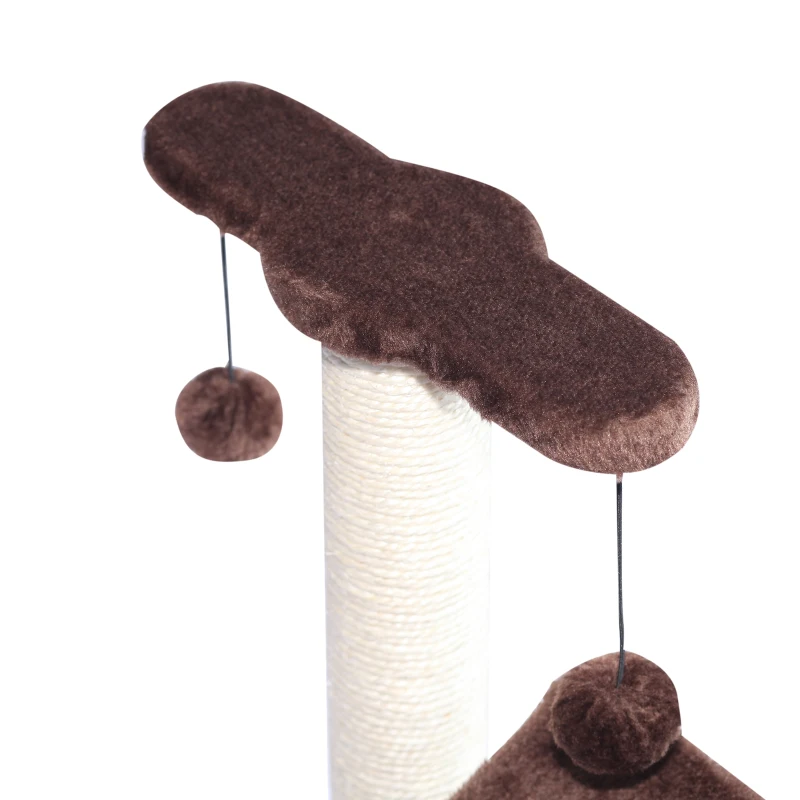 PawHut 17" Cat Scratching Tree Kitty Play Activity Center Pet Bed Rotatable Top Bar with Tunnel and Toy Ball