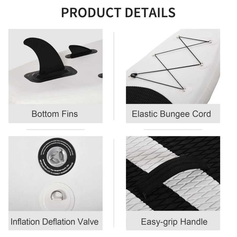 Soozier 10' x 32" x 6" Inflatable Stand Up Paddle Board with ISUP Accessories, Carry Bag, Non-Slip Deck, Adj Paddle, Pump, Leash for Adults Kids, Black and White