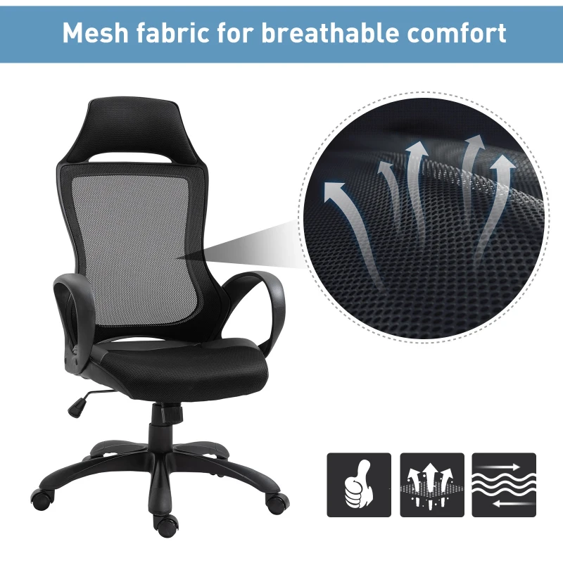 Vinsetto Executive Racing Chair Rocking Chair Adjustable Padded Seat with Wheels Black