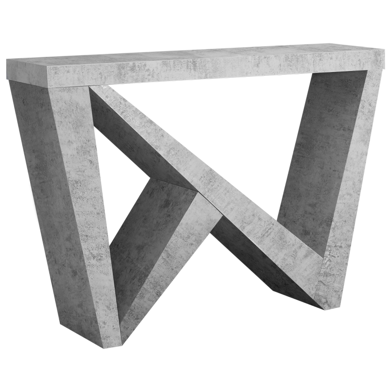 Monarch 48" Edgy Modern Cement-Look Angular Asymmetrical Base Accent Console Table - Grey Tones Finish