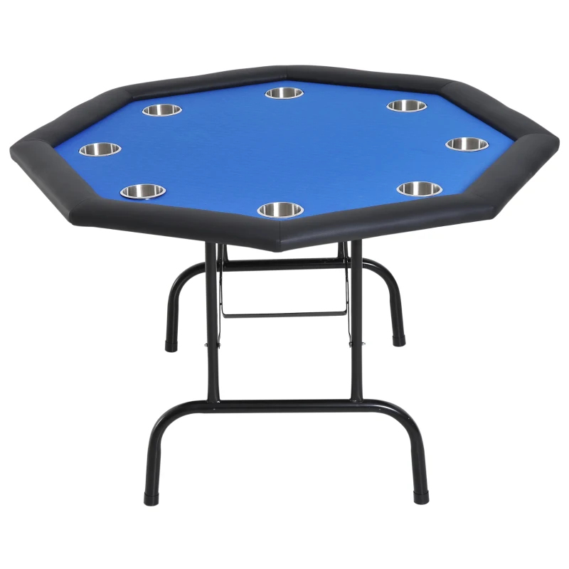 Soozier 47" 8 Player Octagon Poker Table with Cup Holders Folding Top - Blue