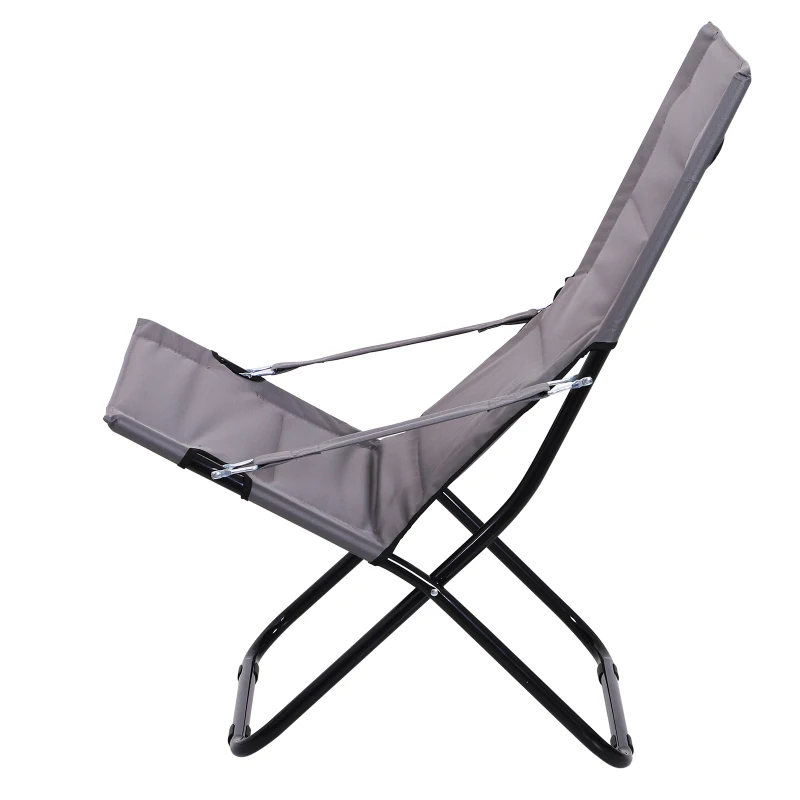 Outsunny Beach Chair Portable Ergonomic w/ Armrest Grey