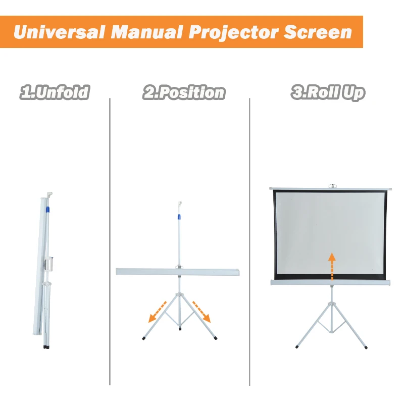 Homcom 84" Portable Projection Screen 4:3 Home Cinema Folding Adjustable Tripod Stand