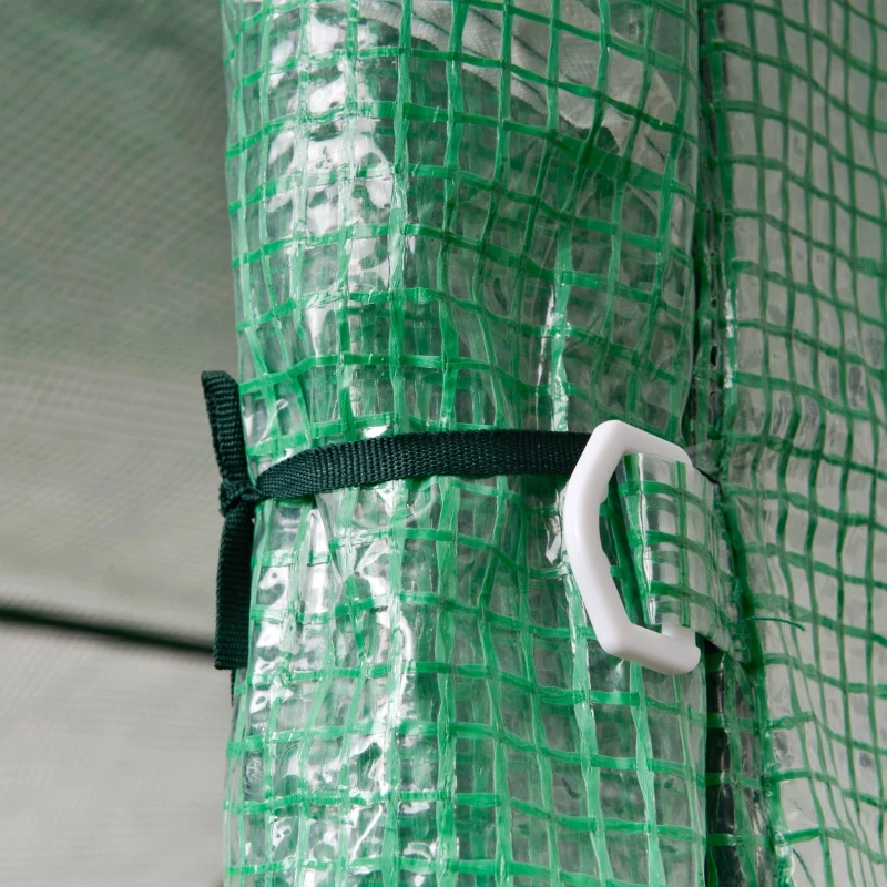 Outsunny 10' x 5' x 7' Lean to Greenhouse, Walk-In Wall Green House Plant Nursery with 2 Roll-up Doors and Window, PE Cover and 3 Wire Shelves, Green